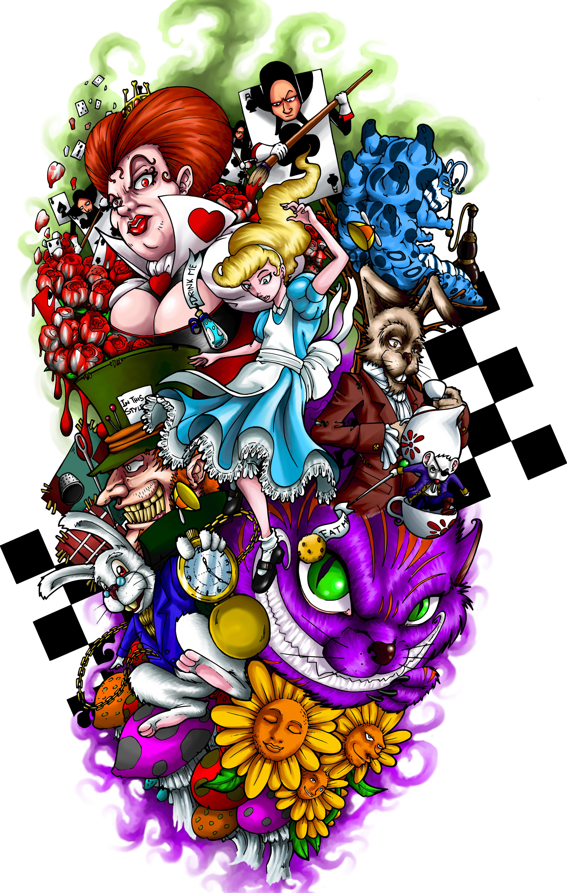 ArtStation Alice in Wonderland tattoo design