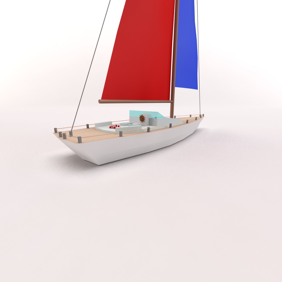 ArtStation - Cartoon low poly sailing yacht