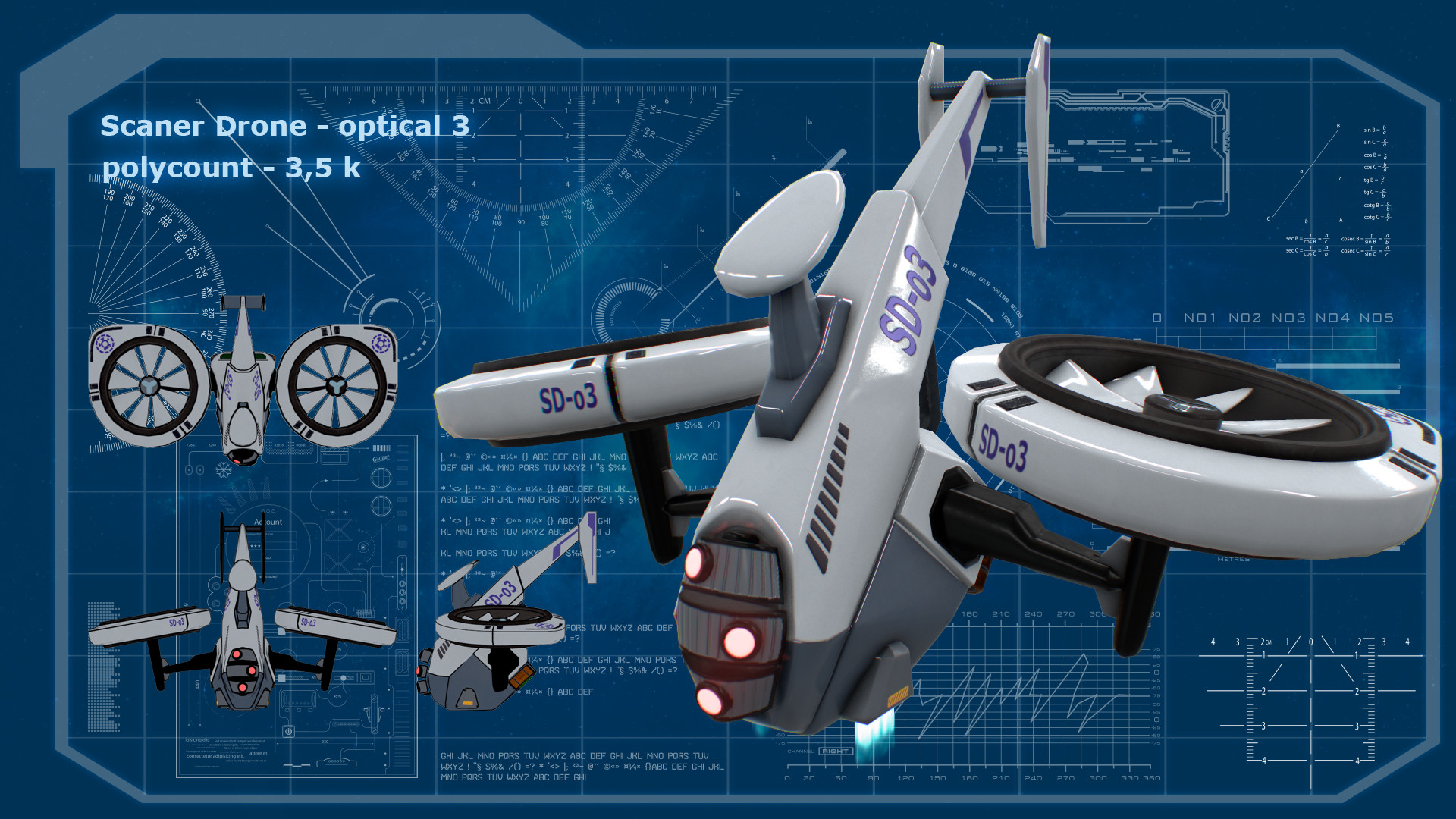 Artstation 3d Model Scaner Drone Optical 3 Serge Sergey Derugin
