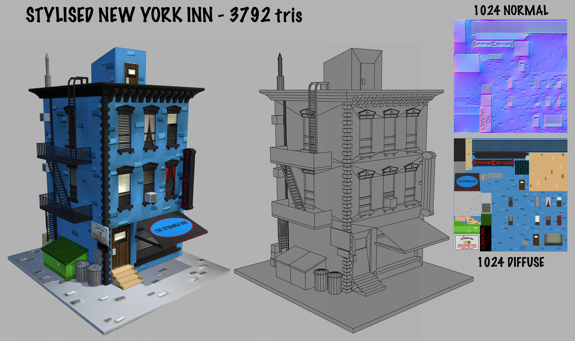 Artstation Stylised New York Building The Stumble Inn Rhys Evans