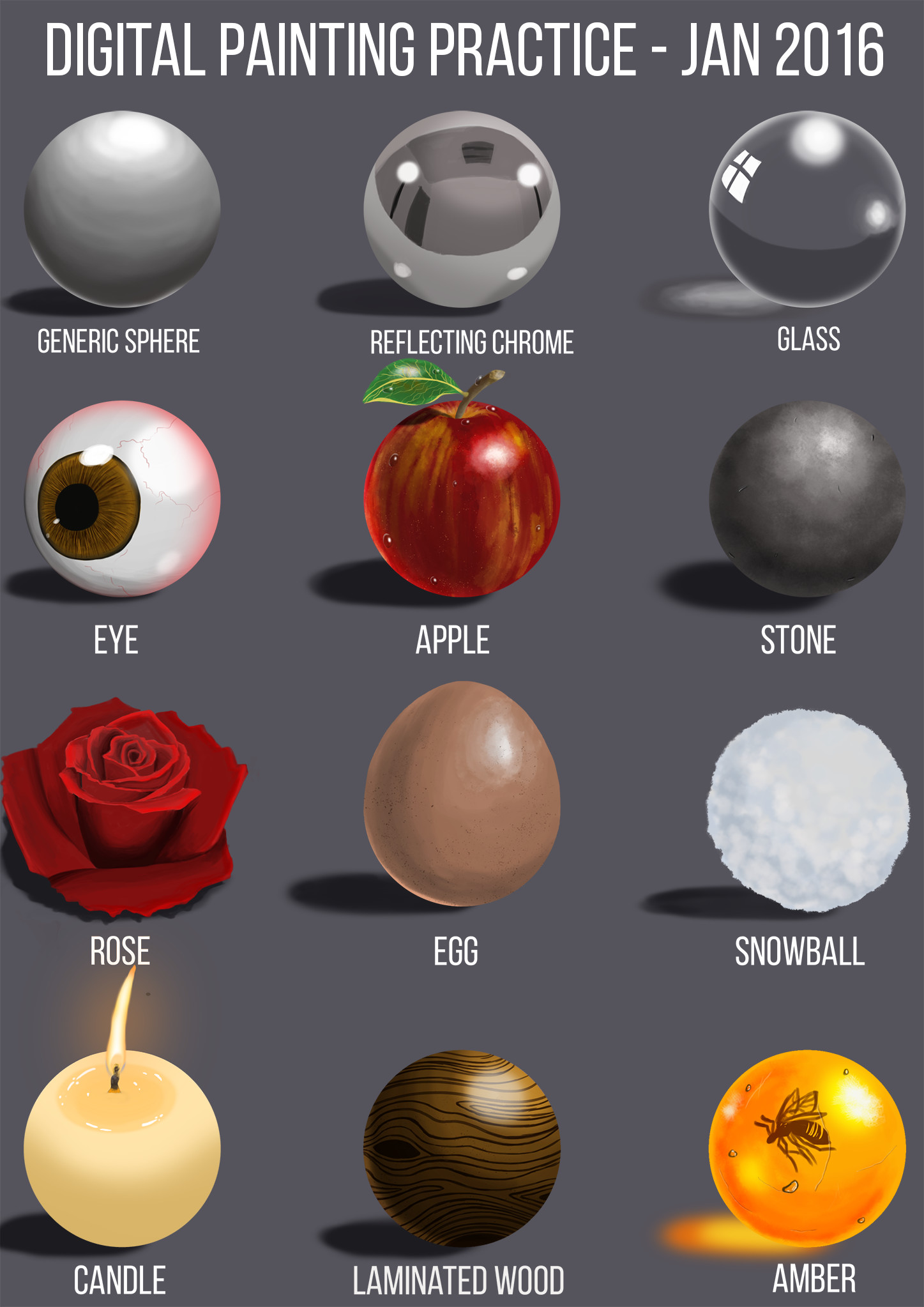 Artstation Materials Practice Spheres Jan 2016 Corey Braggs