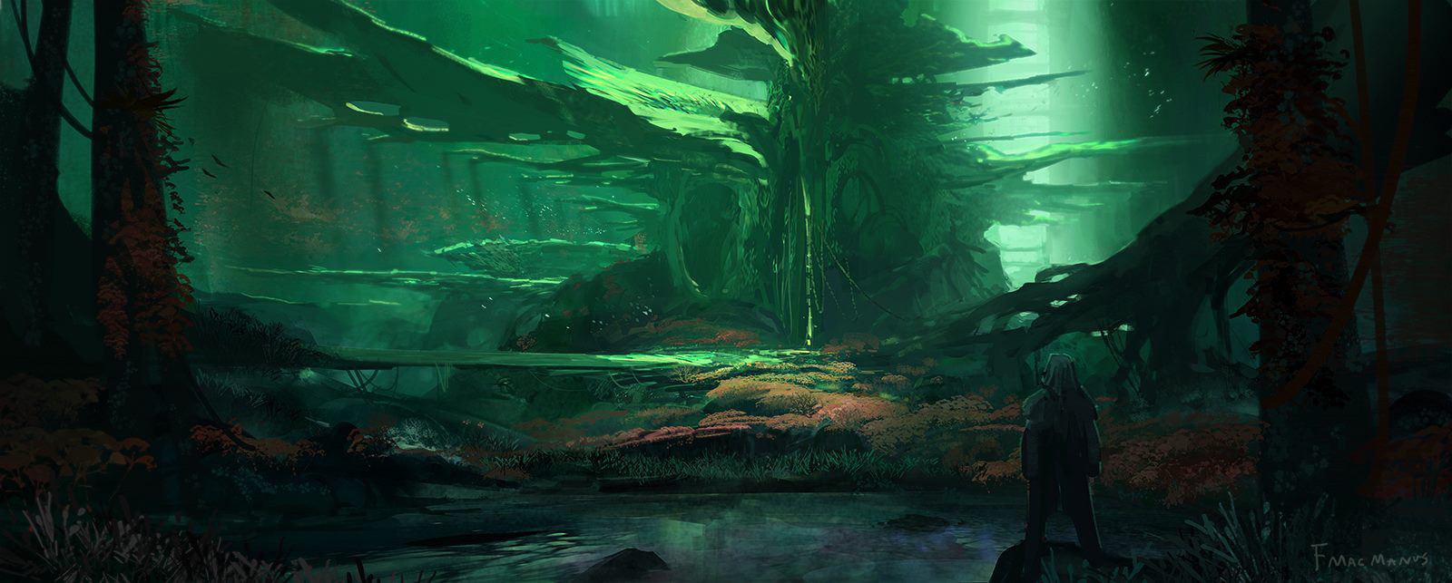 The Chasm- center of the Coral Matrix. The main character journeys down through the vast connections of coral to reach this abandoned dwelling, possibly the source of the formations that spread throughout the land. 