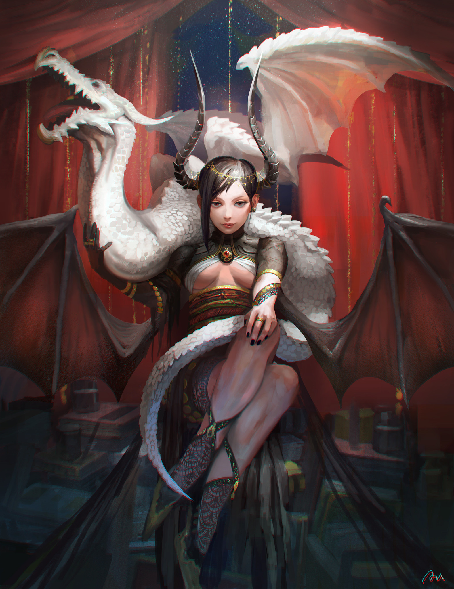 dragon myth Asian lady