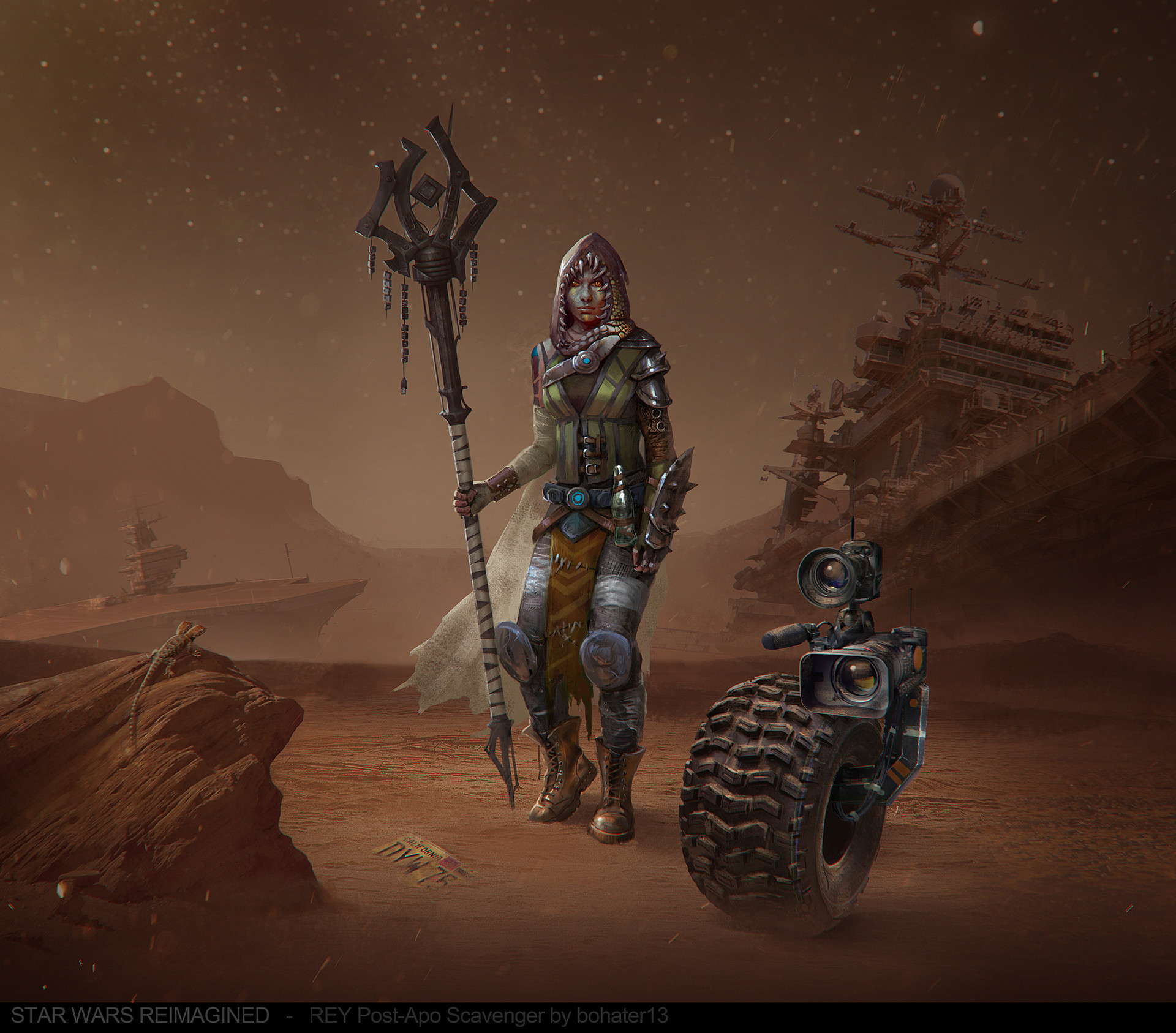ArtStation - STAR WARS - Rey Post-Apo Scavenger and BB-8 ...