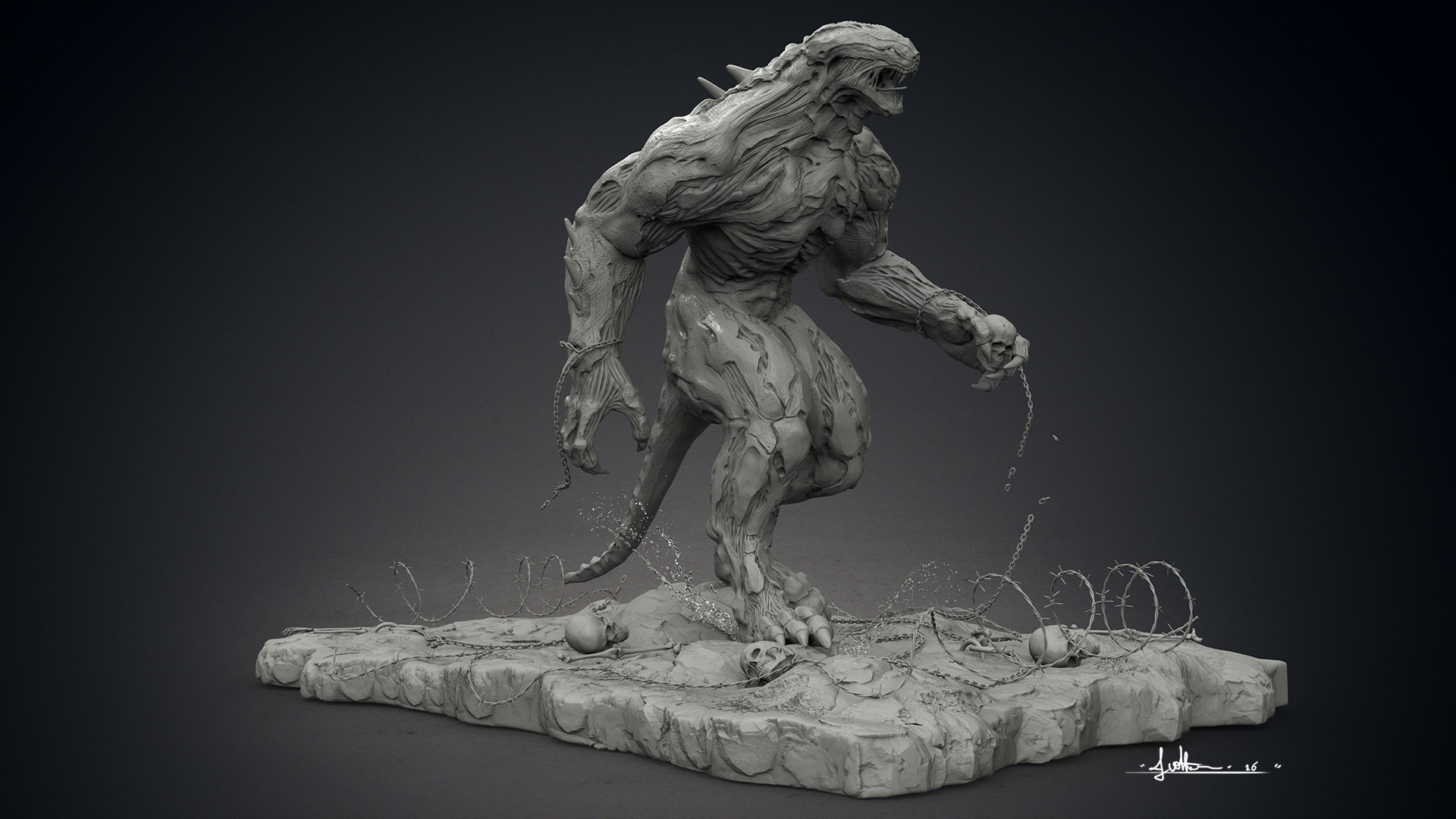 Слово креатура. Монстры дарксайдерс Zbrush. Статуя концепт арт. Zbrush для 3d печати.