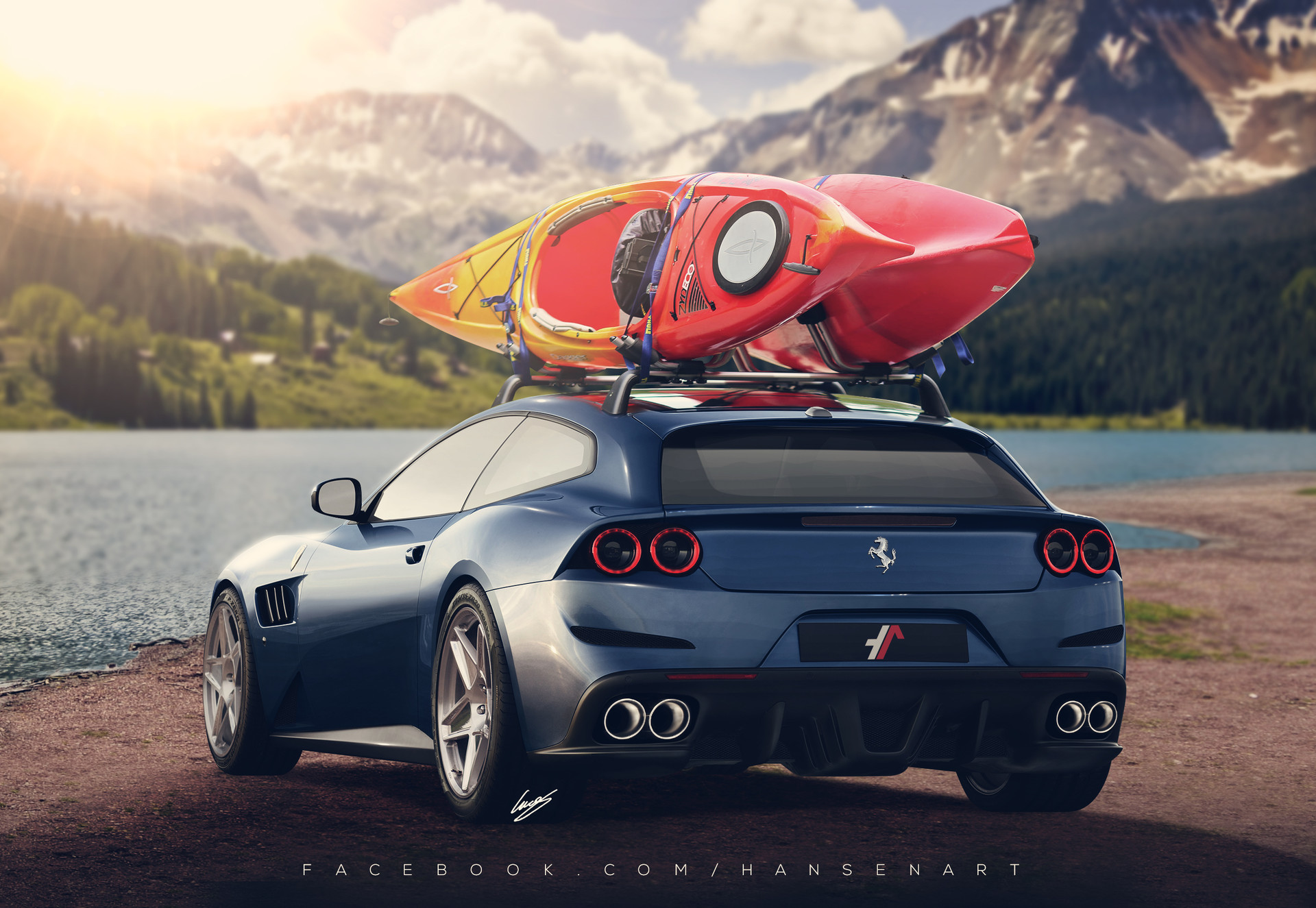 ArtStation Ferrari GTC4 Lusso in his habitat
