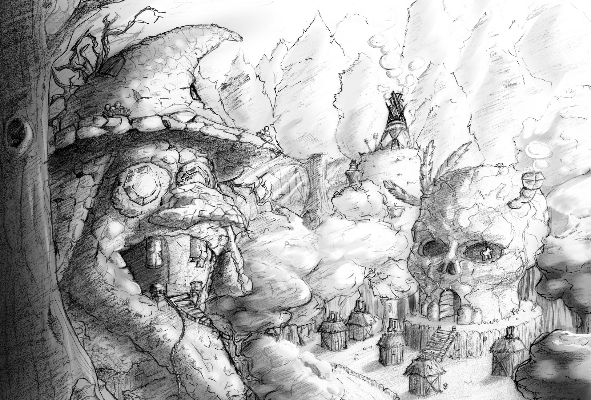 ArtStation Three Witch Huts