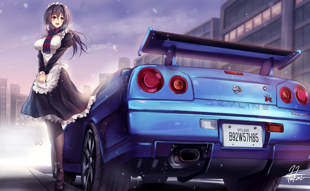 Nissan Skyline GTR r34 и девушка