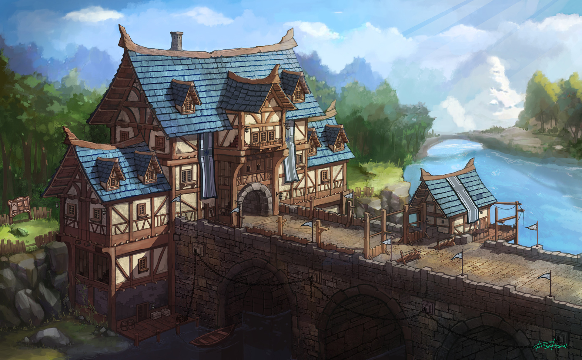 ArtStation - medieval gate house