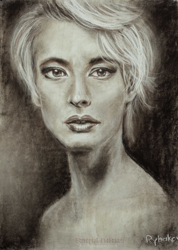 ArtStation - Girl portrait Women's feelings. Charcoal on paper. Size ...