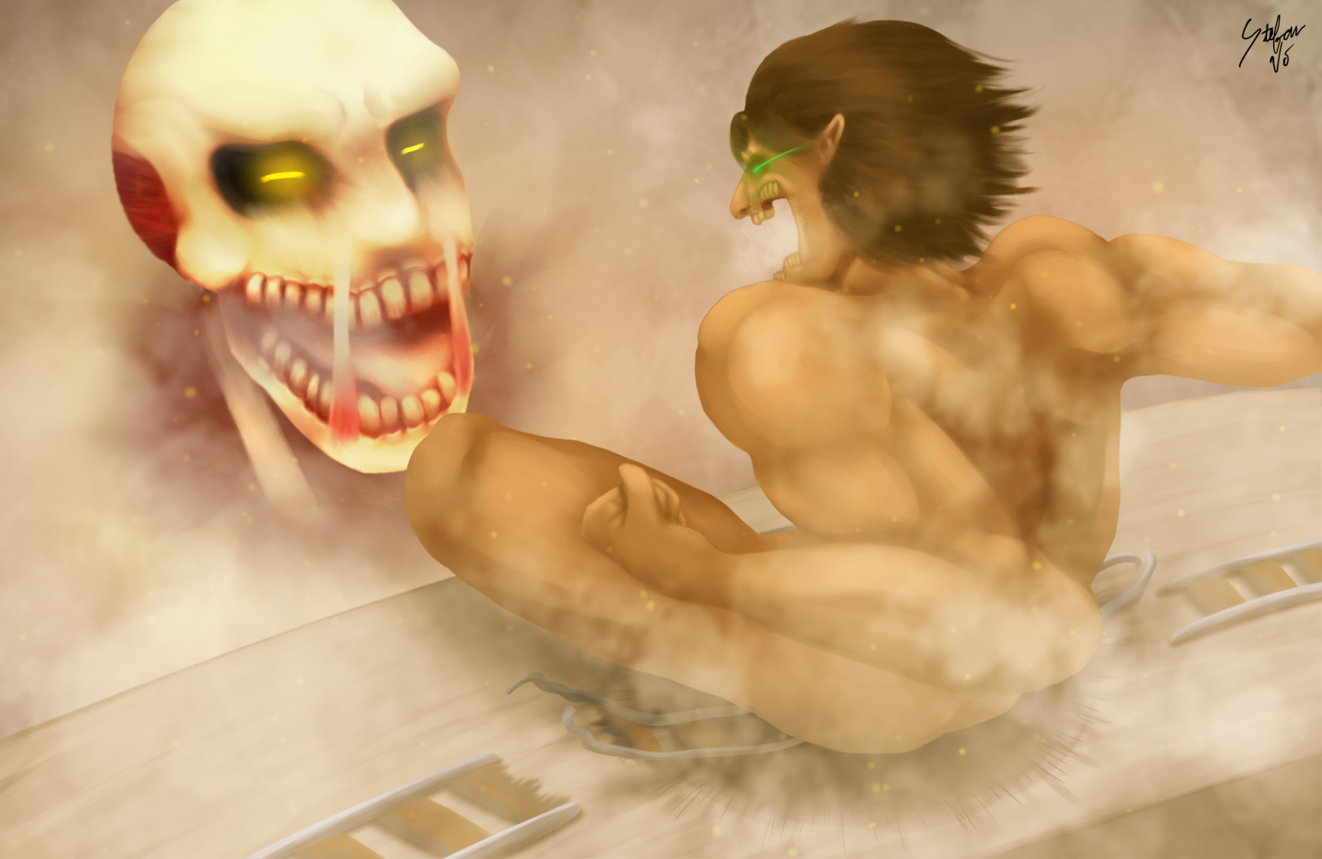 pics Eren Vs Colossal Titan Fanart eren vs colossal titan stefan vo