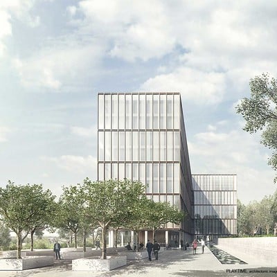 Play time architectonic image gwj architektur office building in bern 1st prize 01