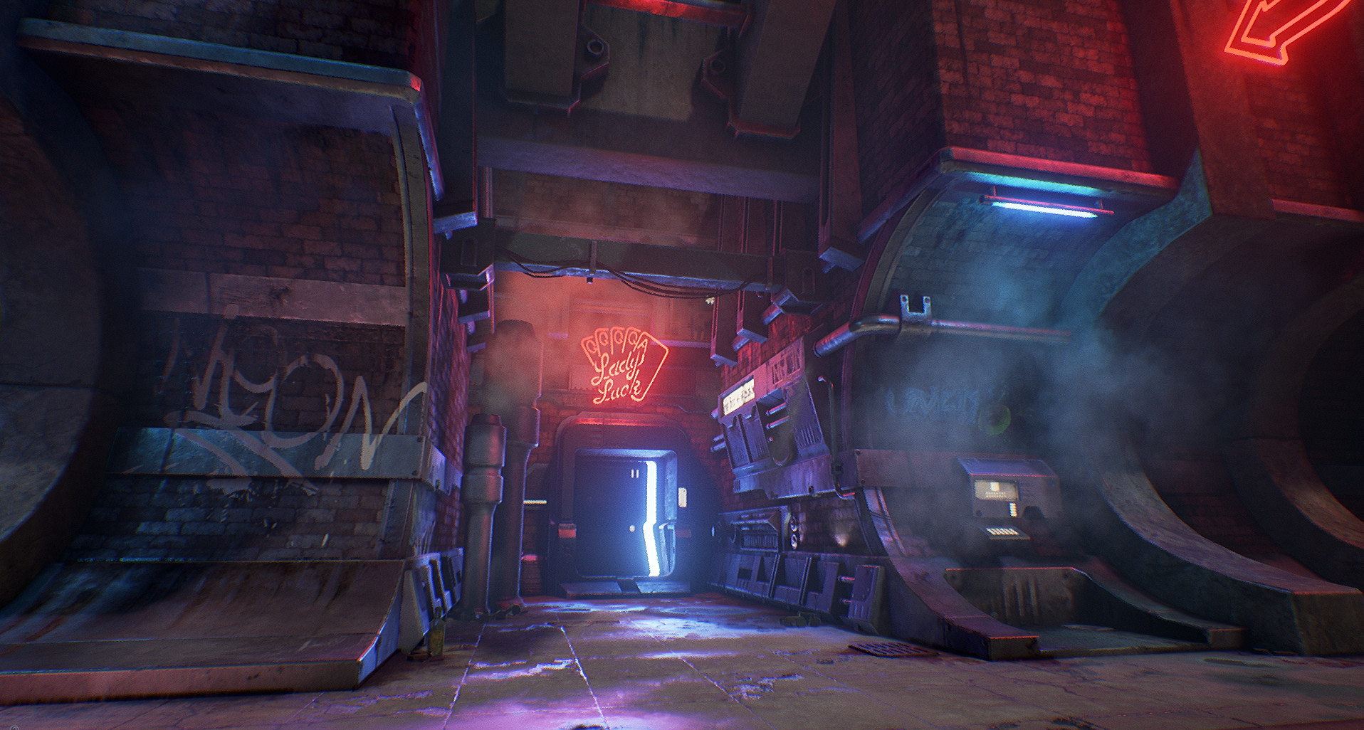 ArtStation - 3D Cyberpunk Alley Environment in Unreal ...