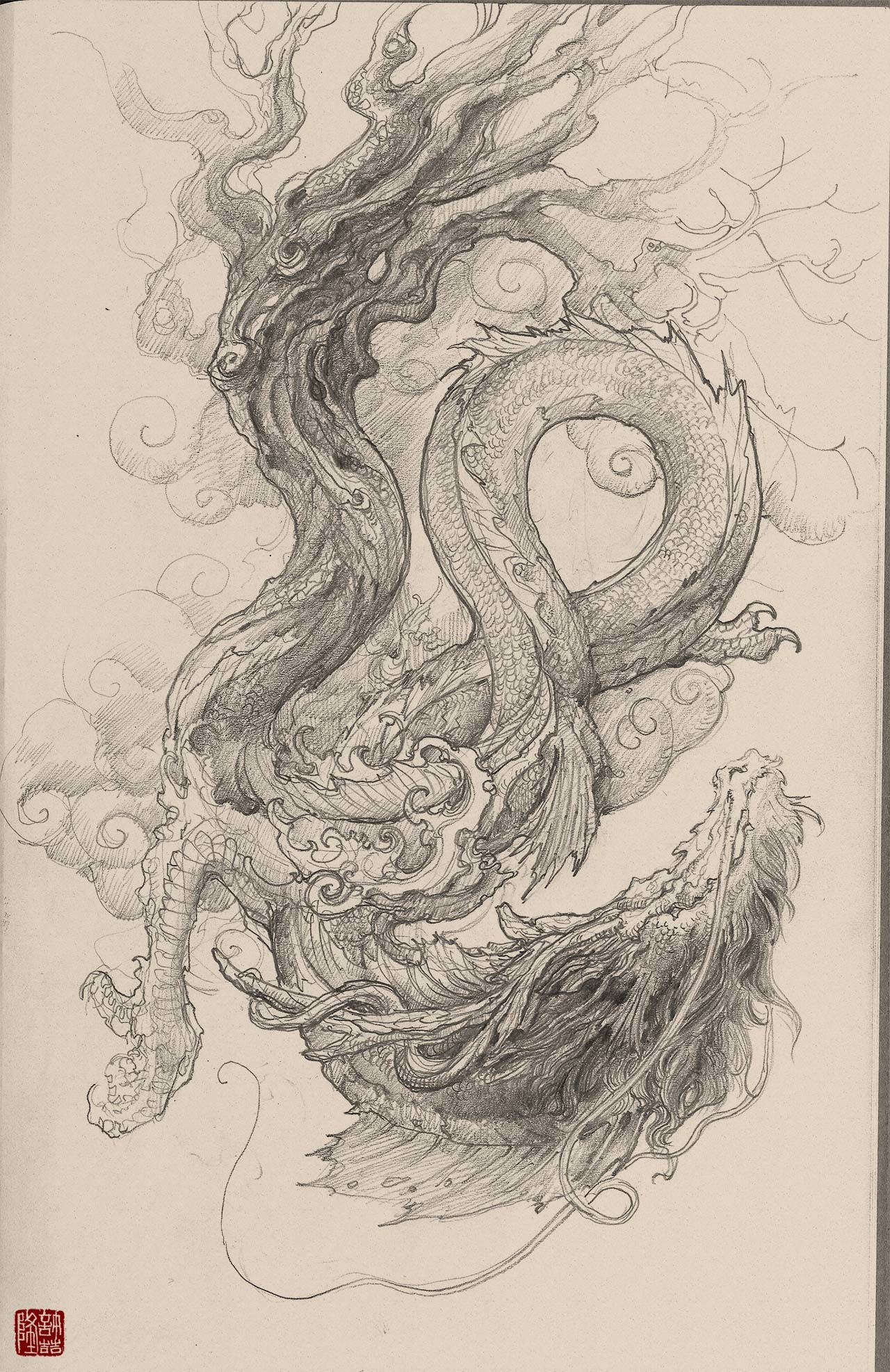 ArtStation - Chinese Dragon-sketch