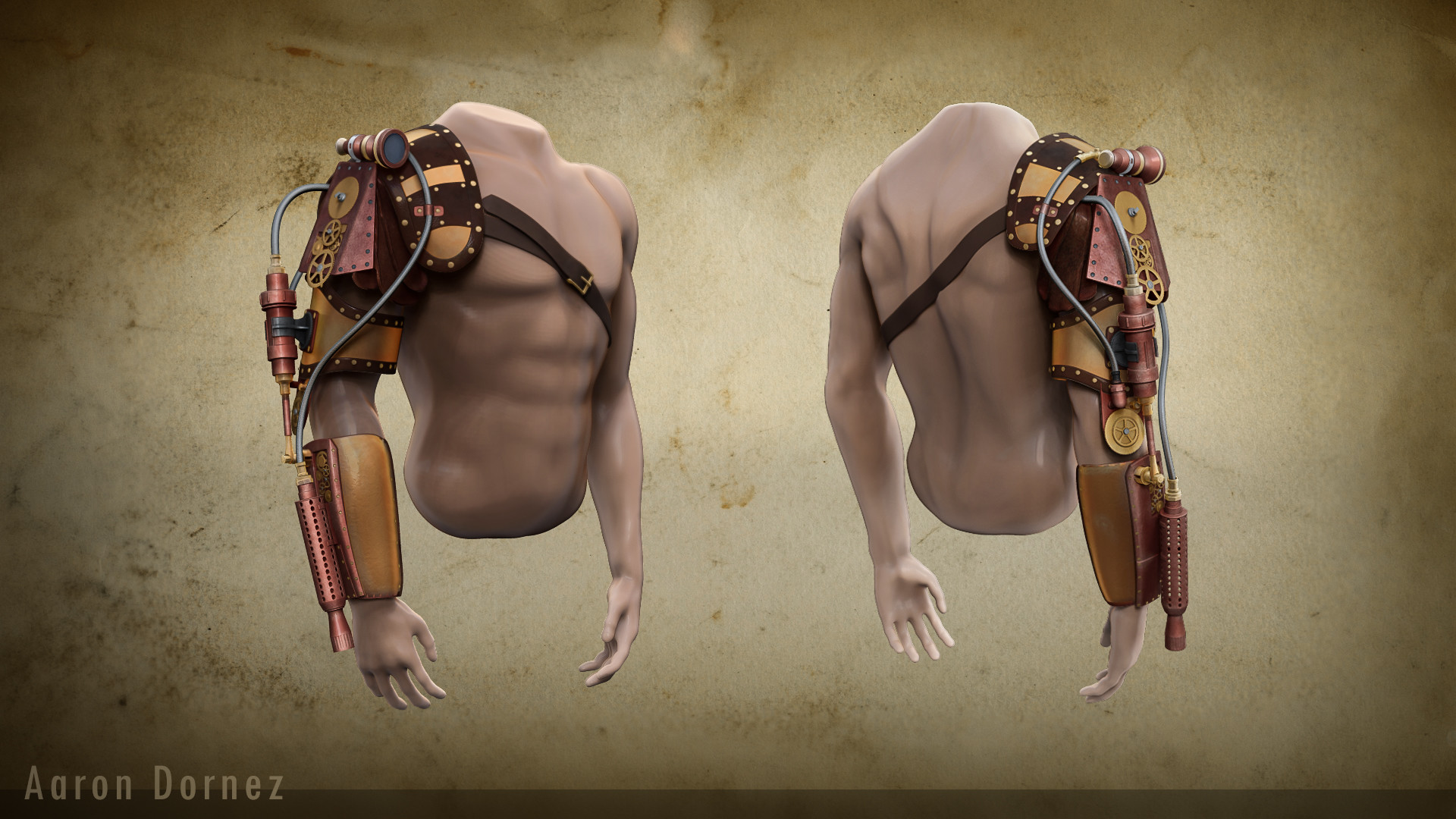 Artstation Male Torso With Steampunk Armor Asset Aaron Dornez