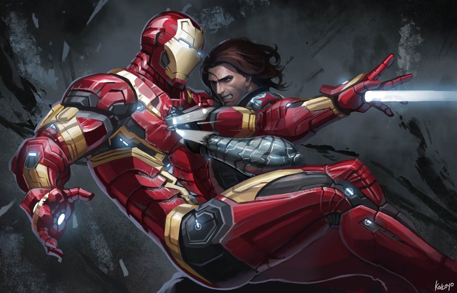 Civil War-fan art Iron Man VS Winter Soldier.