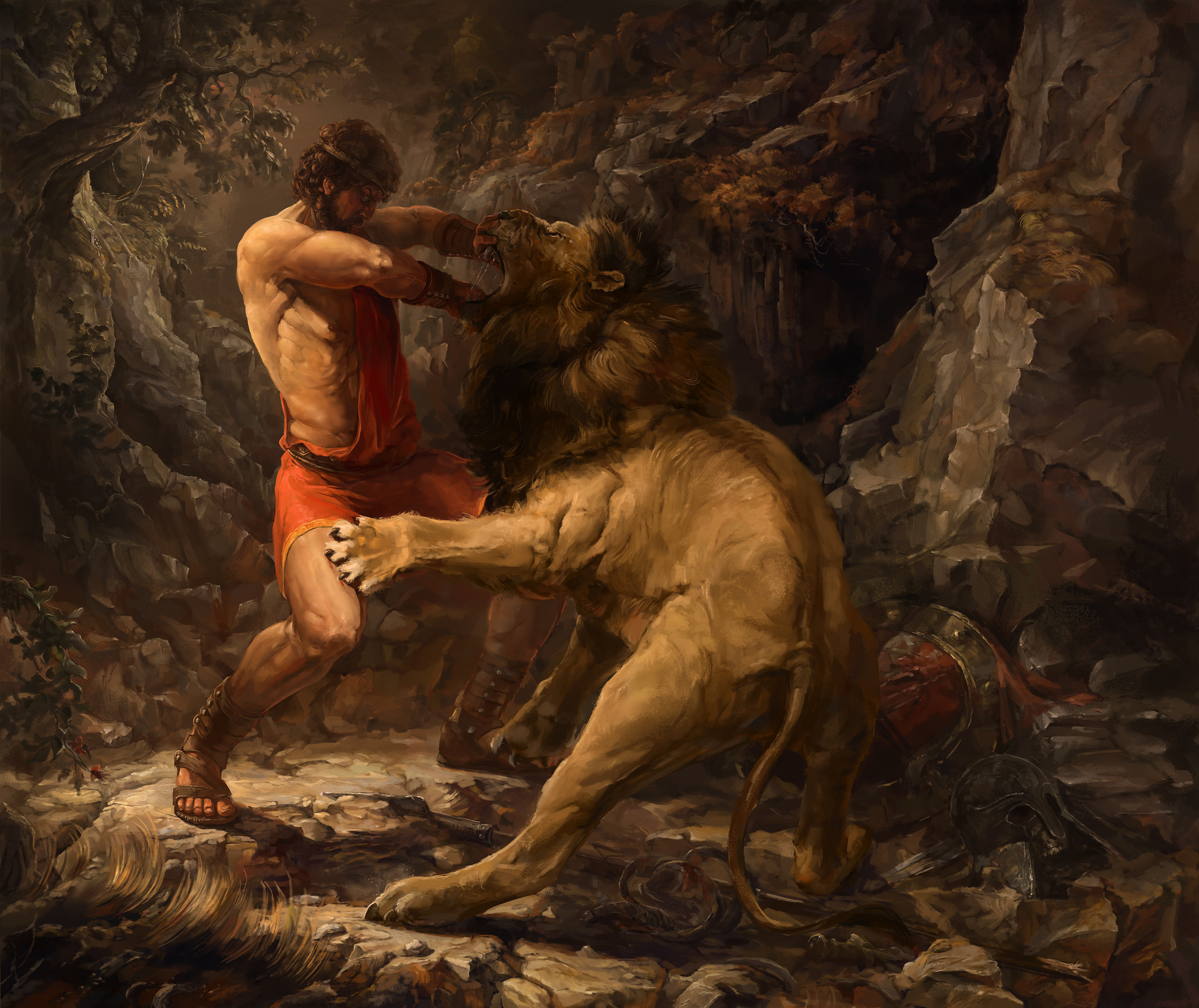 Artstation Hercules Fight With The Nemean Lion Yaroslav Radetskyi