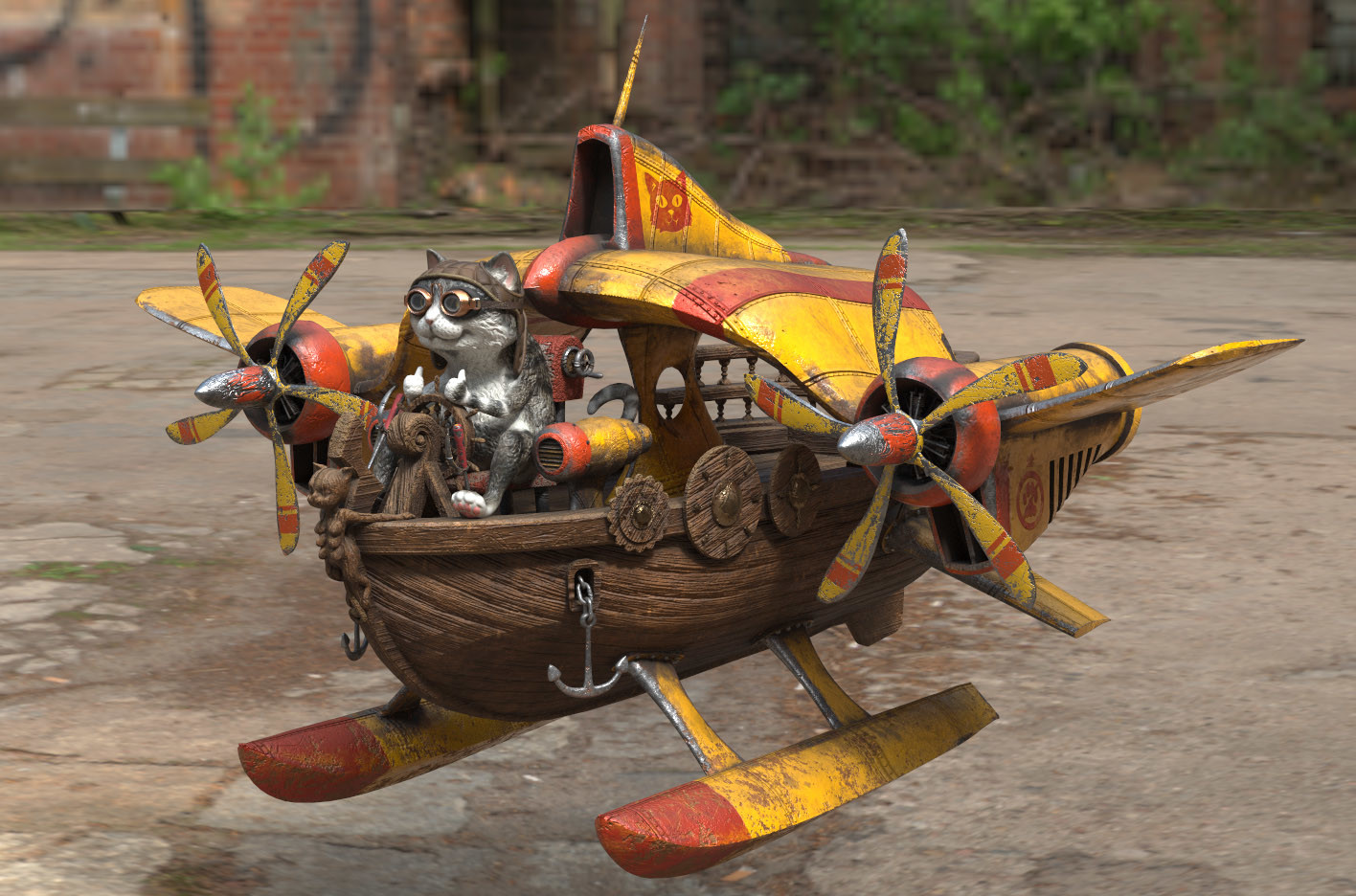 Cat Ship inside of Substance Painter (rendered within IRay)