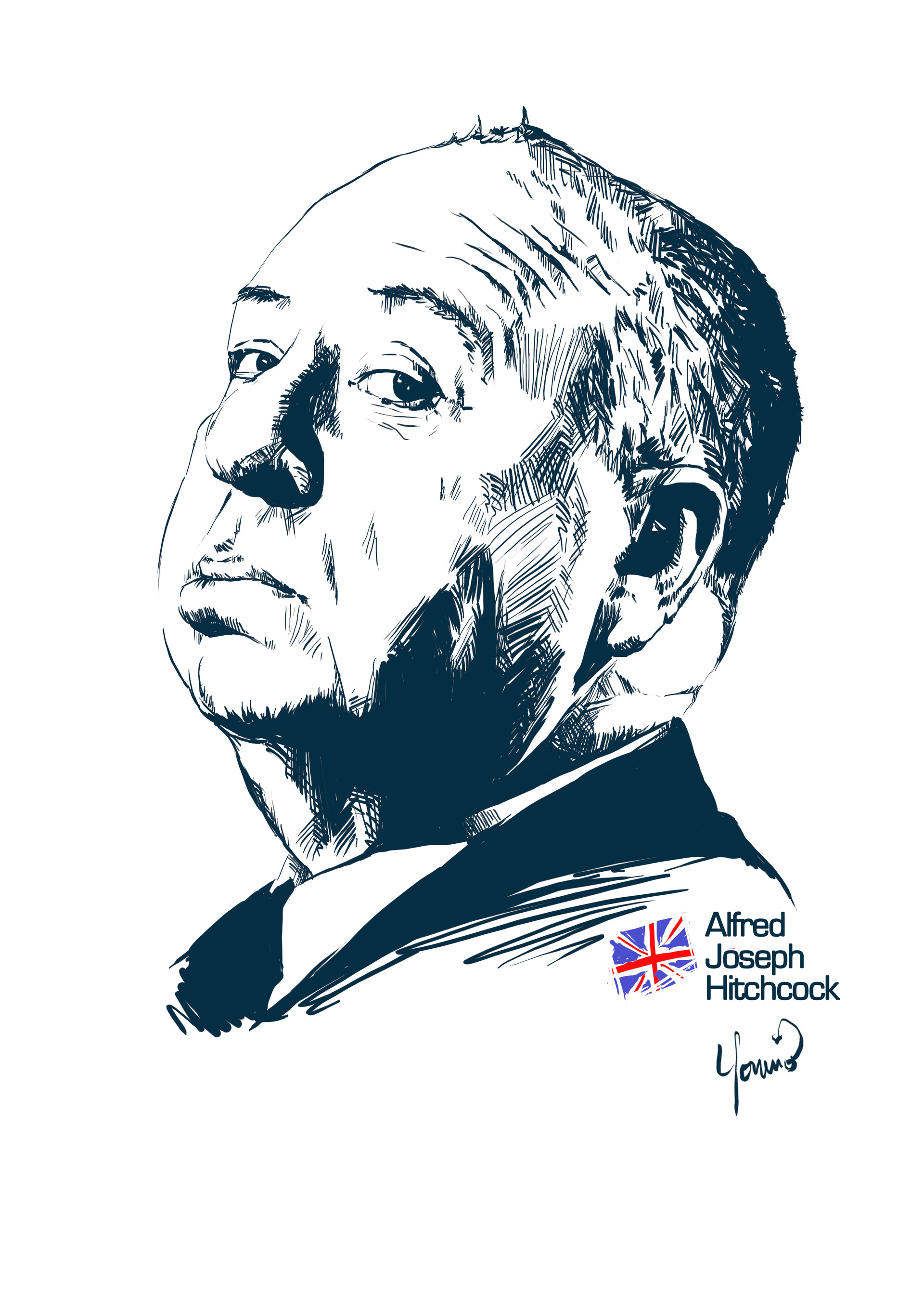 alfred hitchcock profile drawing