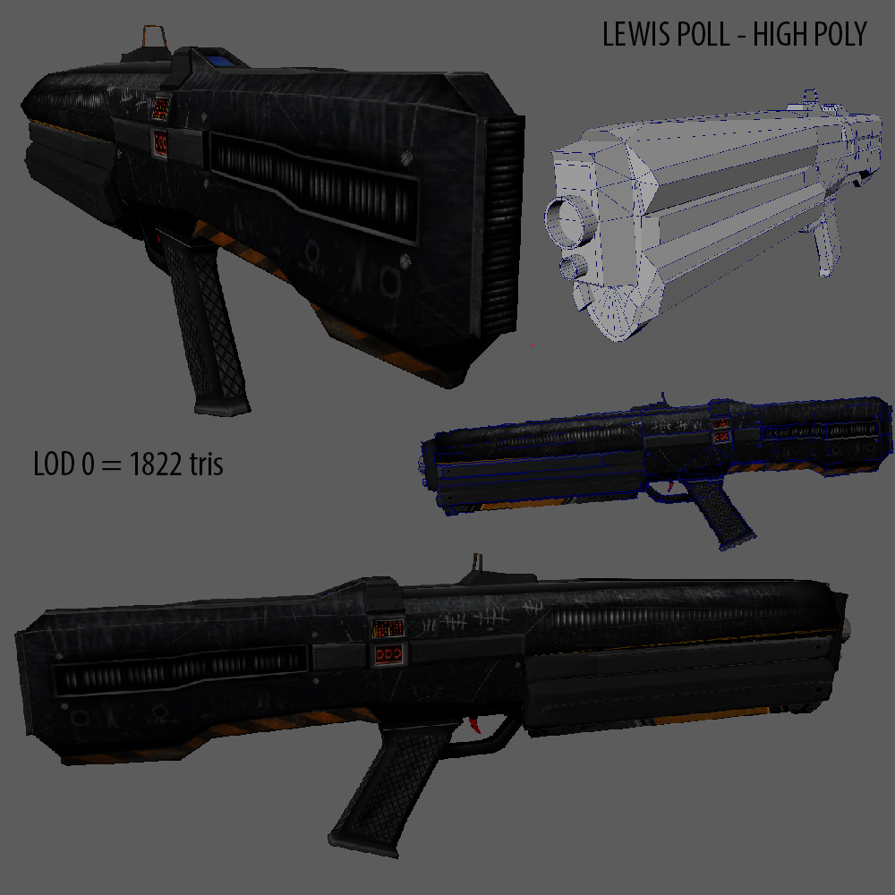 High Poly Sci Fi-Horror Gun
1822 Tris