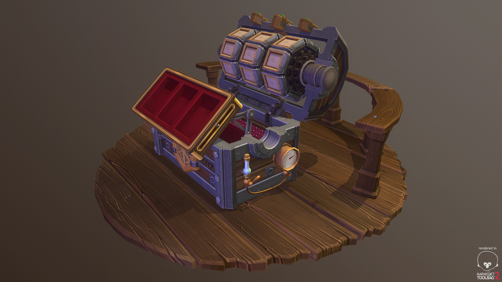 Uber Chest - Stage Three - Inner tray animates up and out to present the player with their rewards!!