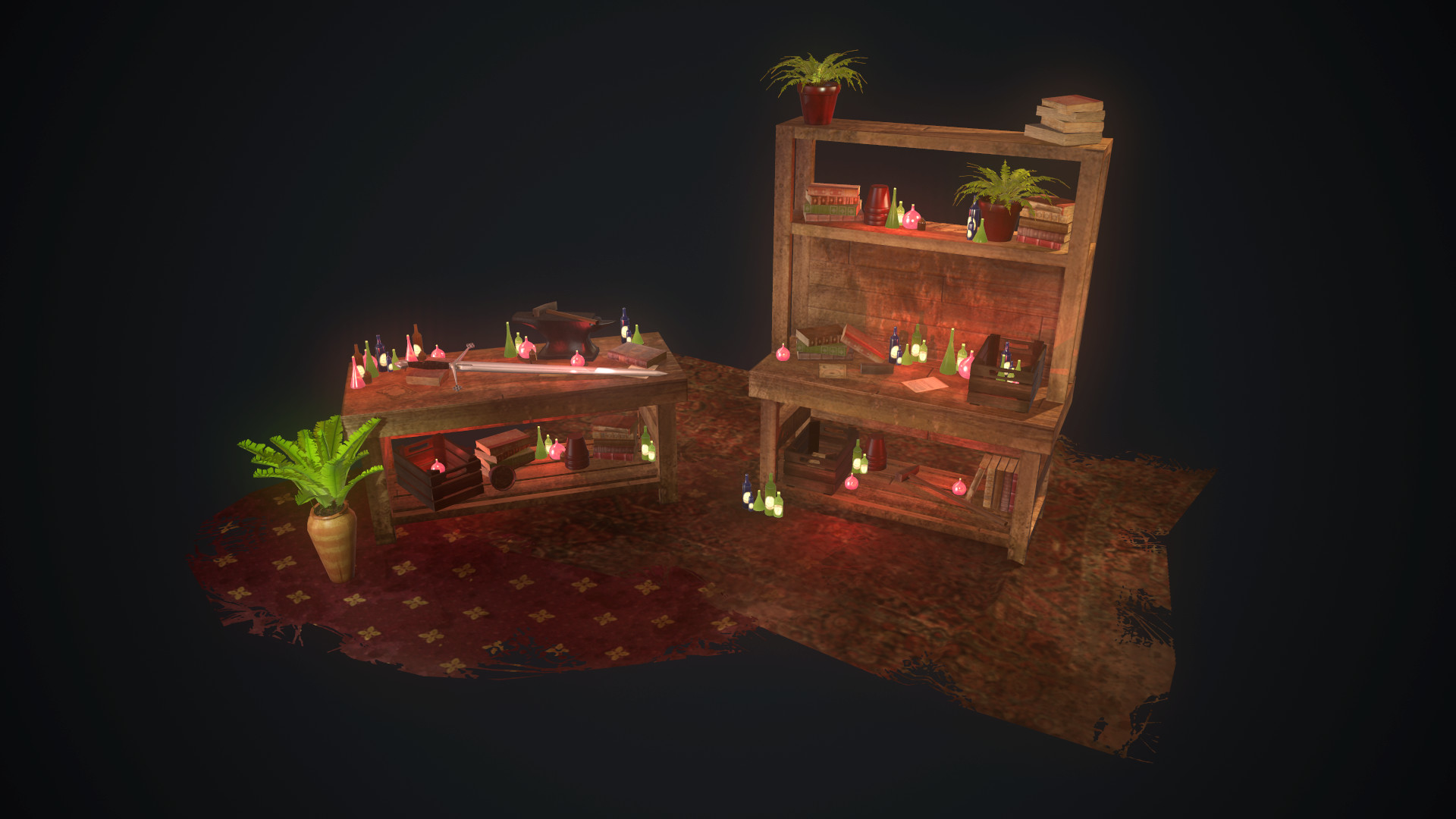 Artstation Garden And Armory Props Work Benches Charlotte Atkinson