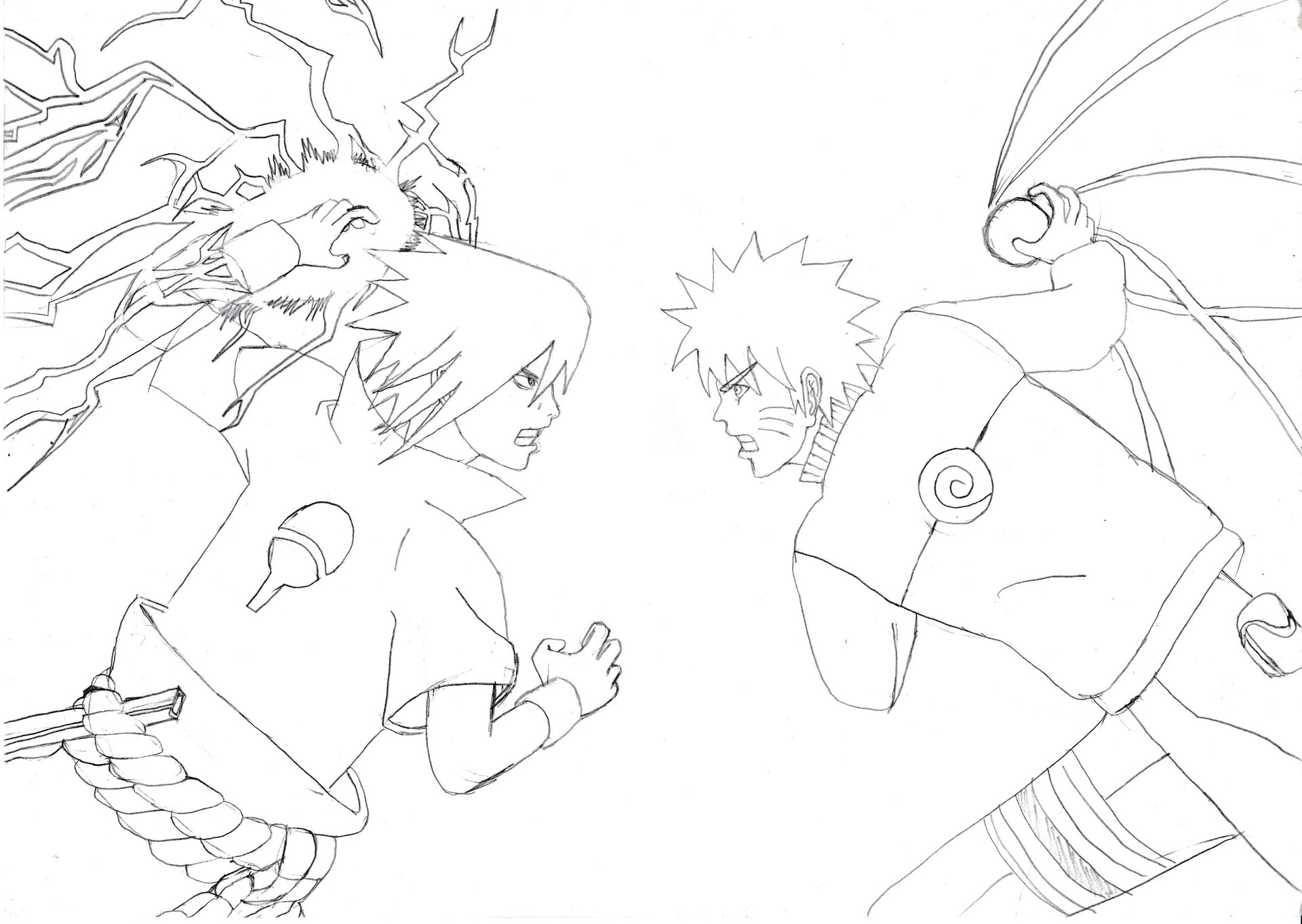 Naruto Sasuke Coloring Pages  Naruto drawings, Anime lineart, Naruto