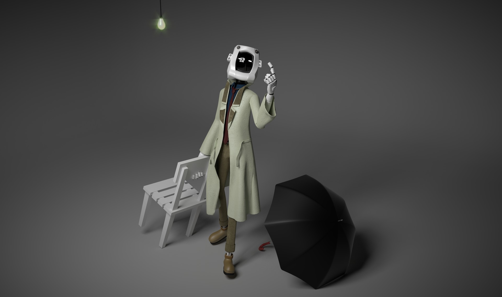 ArtStation - Cube Man with Black Umbrella