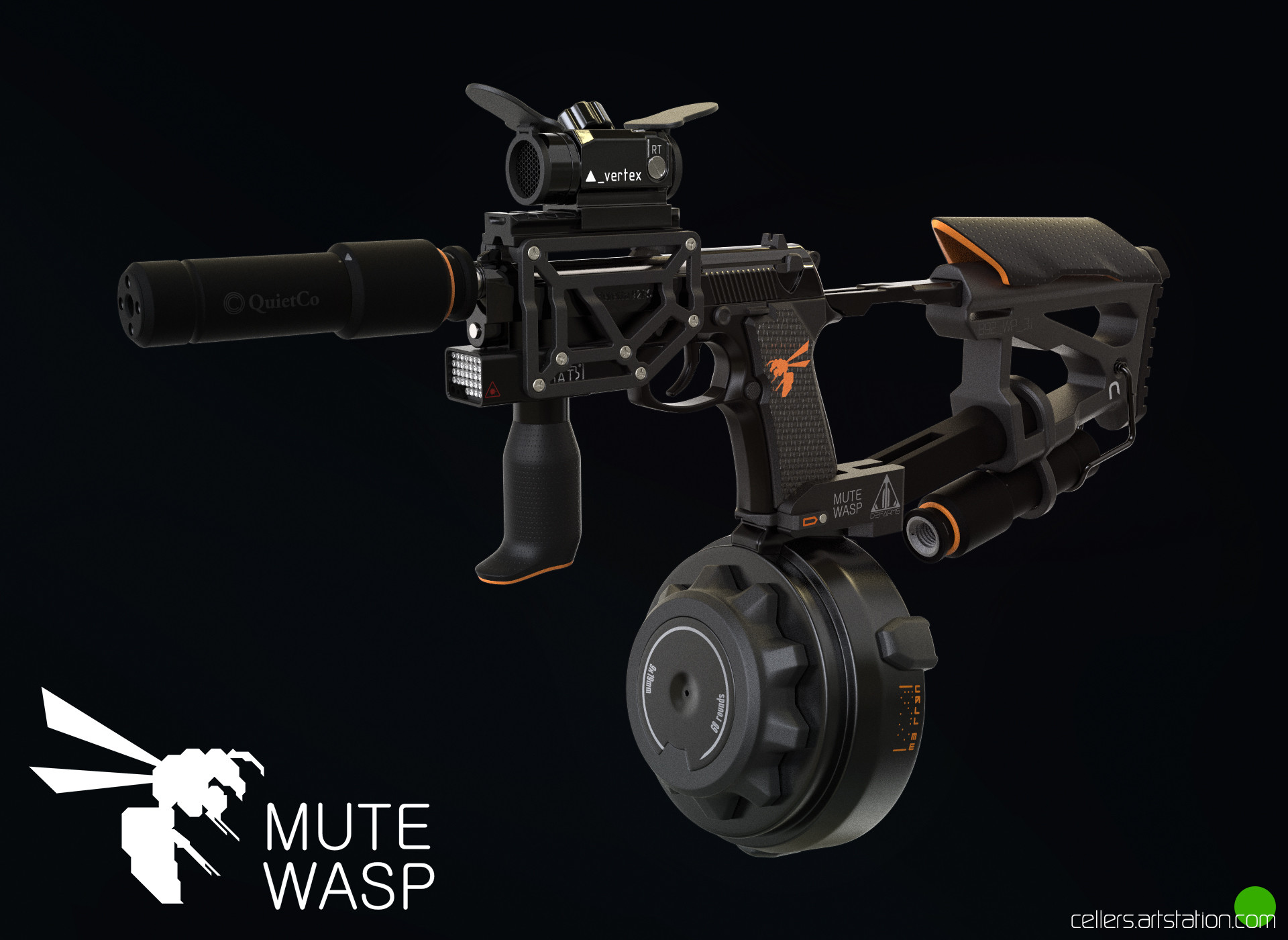 ArtStation - MUTE WASP machinepistol concept