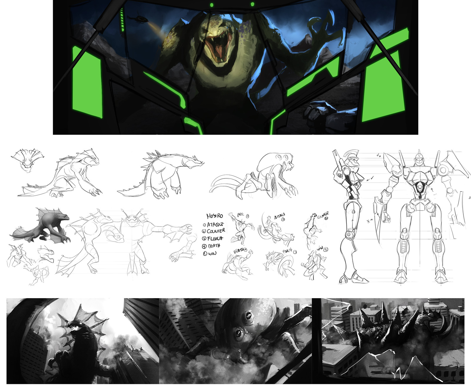 Giant Robots vs Monsters Game concept for Occulus Rift.