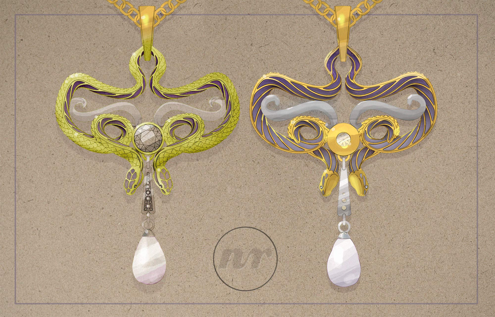 Art Nouveau Snakes Pendant