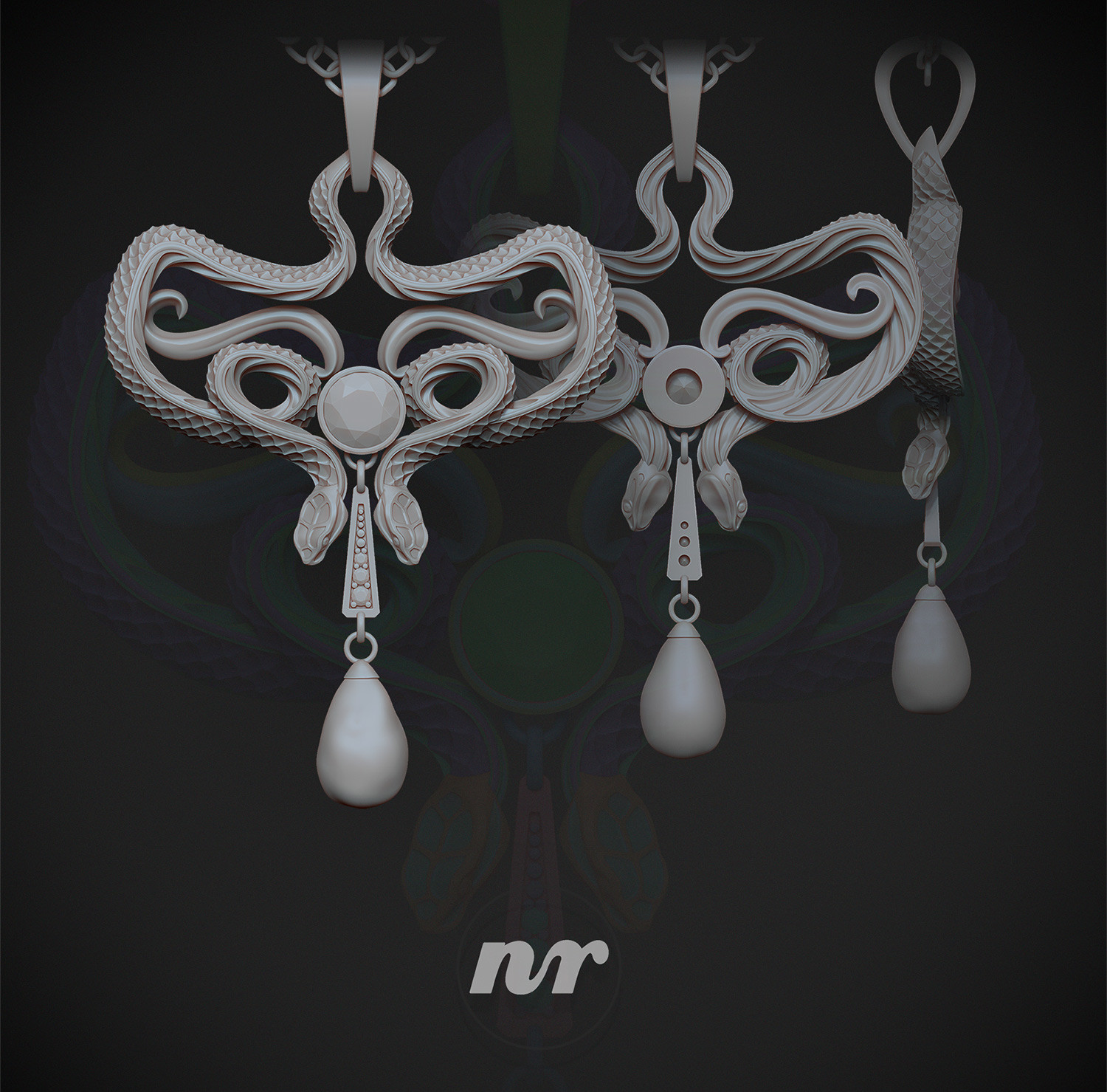 Art Nouveau Snakes Pendant