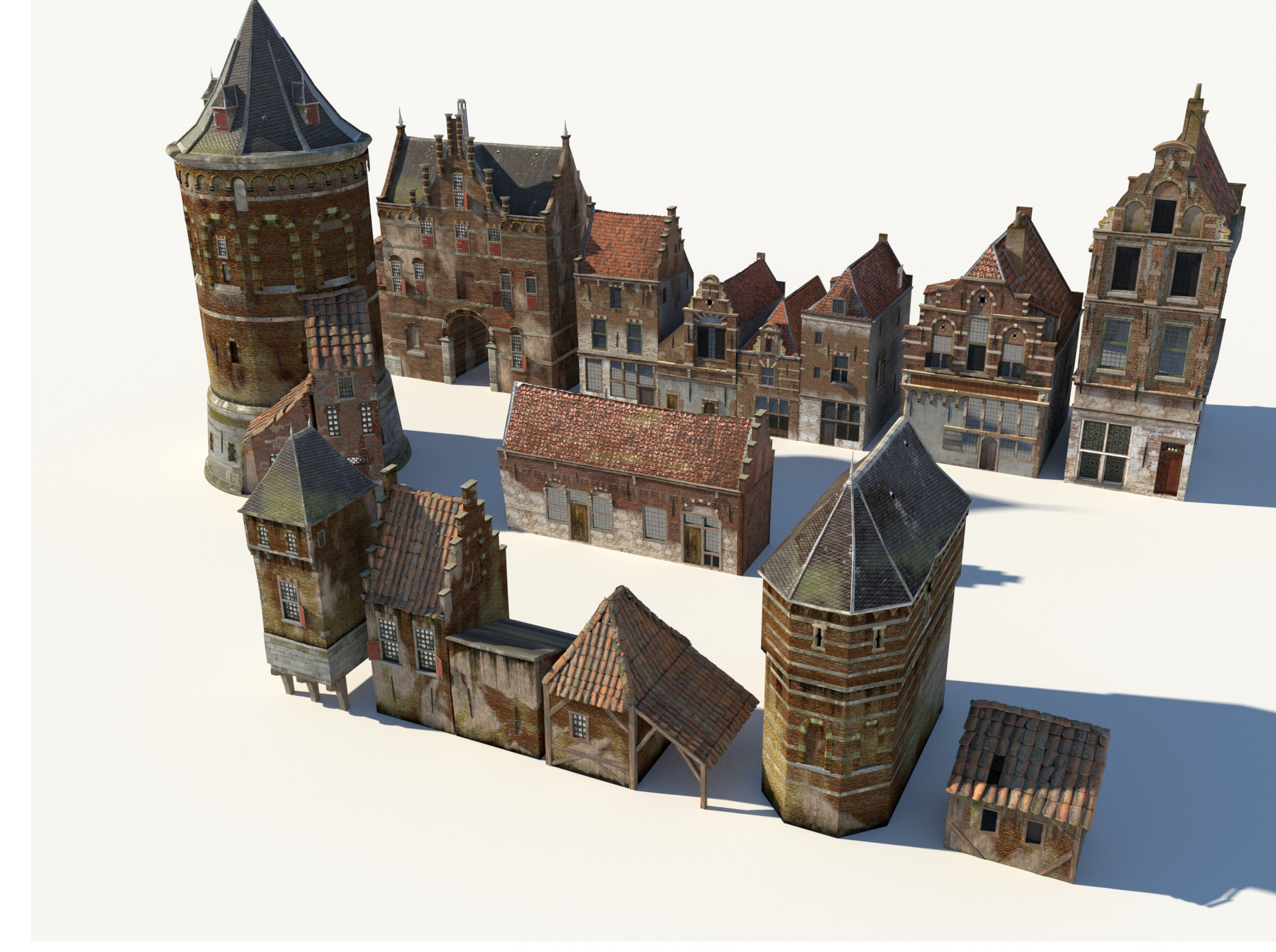 Used buildings in this artworks. 