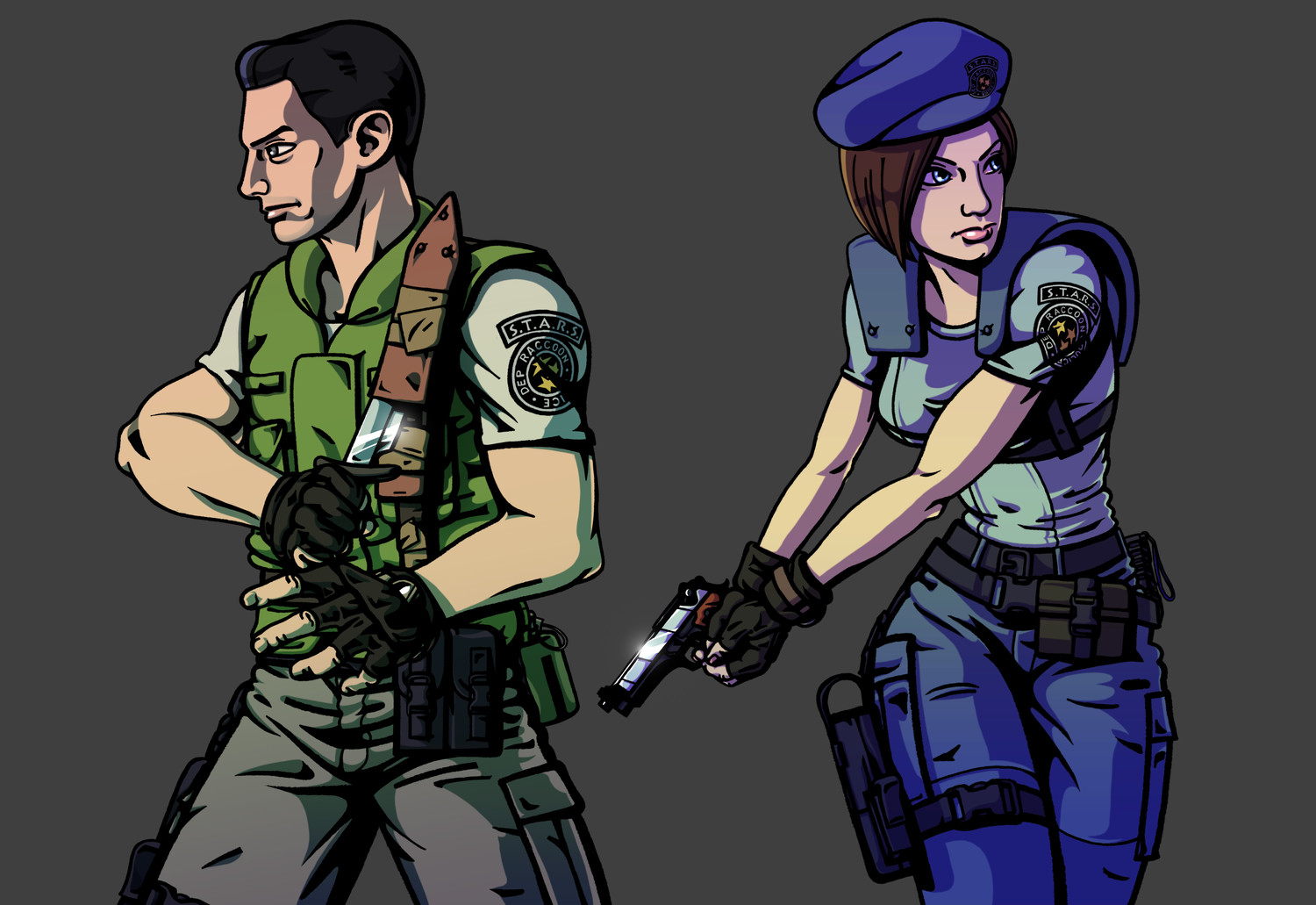 Ryan Czepiel - Resident Evil, Chris Redfield & Jill Valentine Fanart.