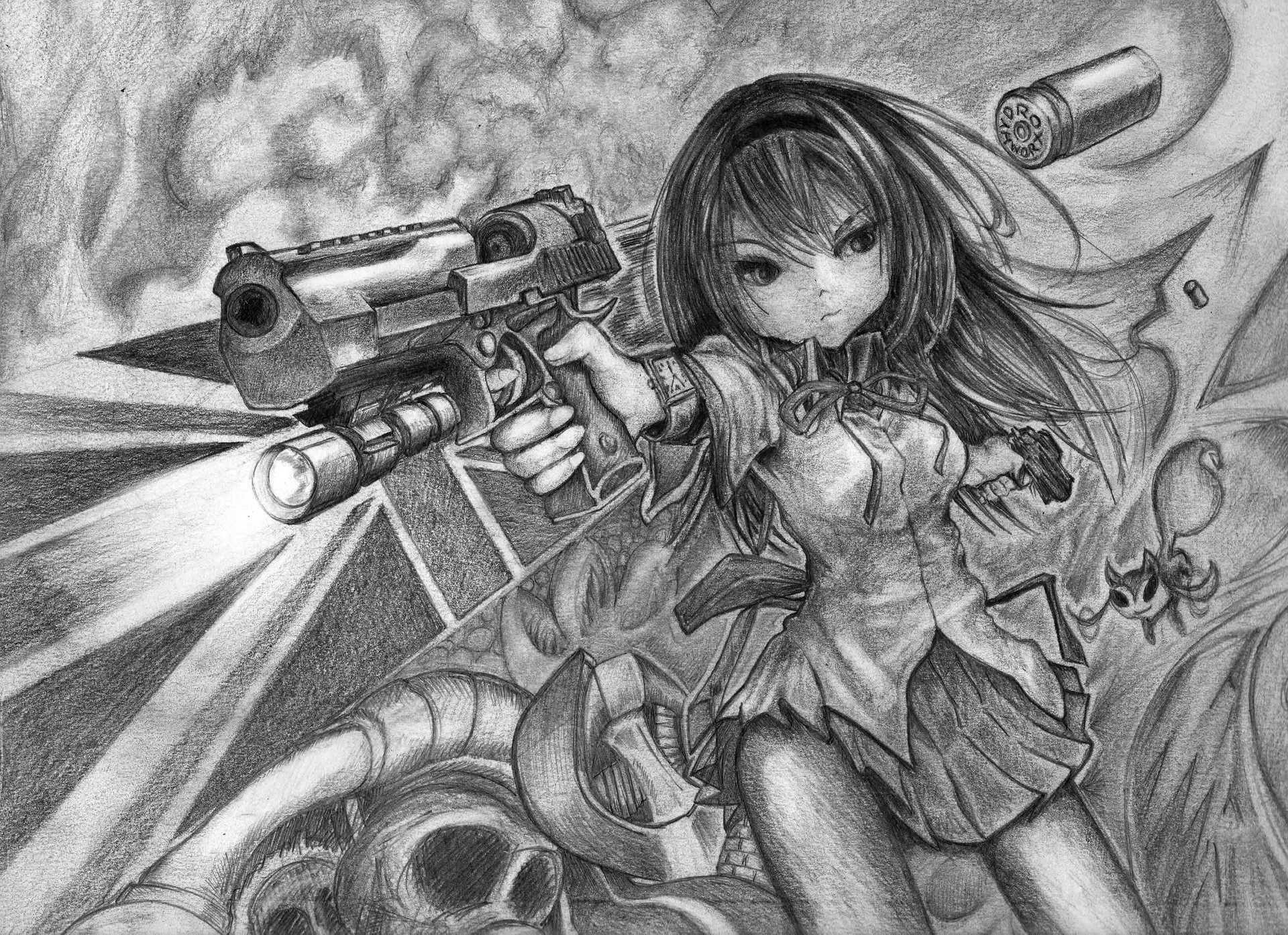 Artstation Anime Gun Girl Uk Flag