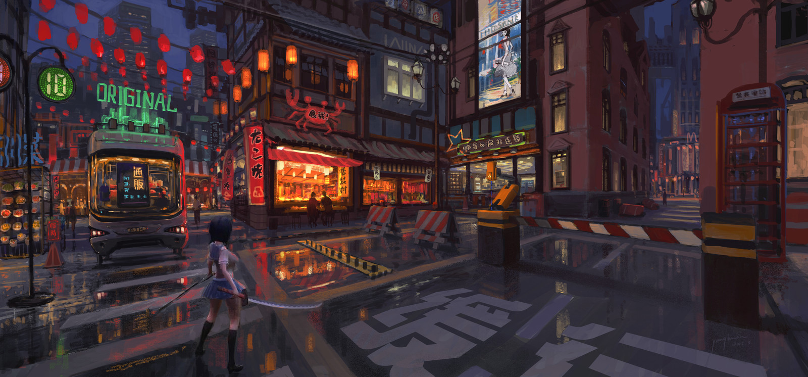 huixin yang - Chinatown at night - ACT game scene concept