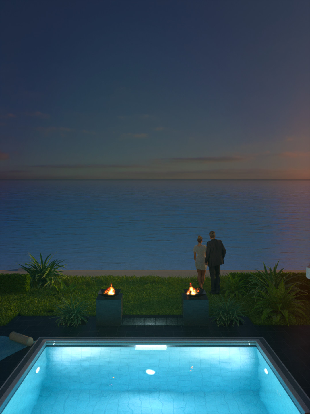 SketchUp + Thea Render 
Seagrove Beach House:
Poolside 04 2pt Vertical 4-3 Night A Glare Forward
1080 × 1440 Presto MC Bucket