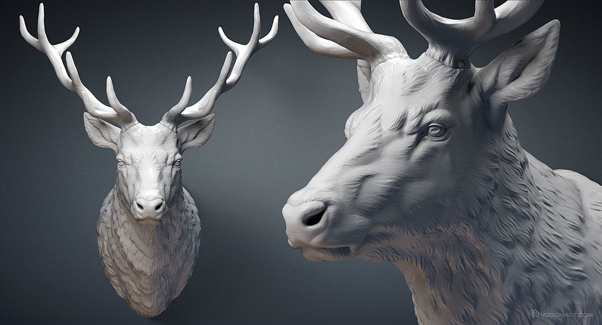 Artstation Deer Head Sculpture 3d Model Stl Obj Nikolay Vorobyov