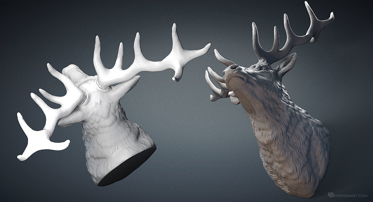 Artstation Deer Head Sculpture 3d Model Stl Obj Nikolay Vorobyov