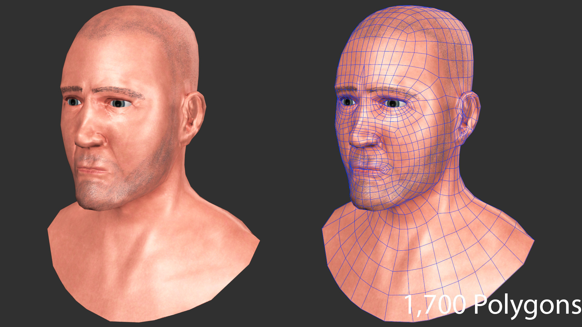 ArtStation Male bust with a little breakdown.