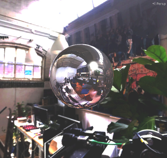 Lighting the scene using HDR 360 image of the office to imitate accurately the light set.