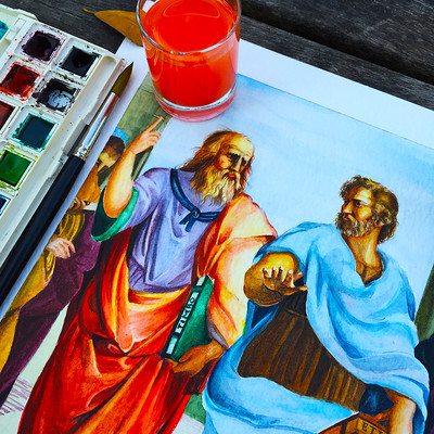 Yavuz unlu 007 i love watercolor socrates platon 01