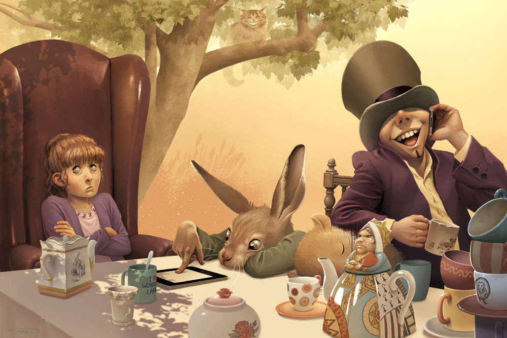 Illustration personnelle sur le thème d'Alice au Pays des Merveilles / Personnal artwork based on Alice In Wonderland