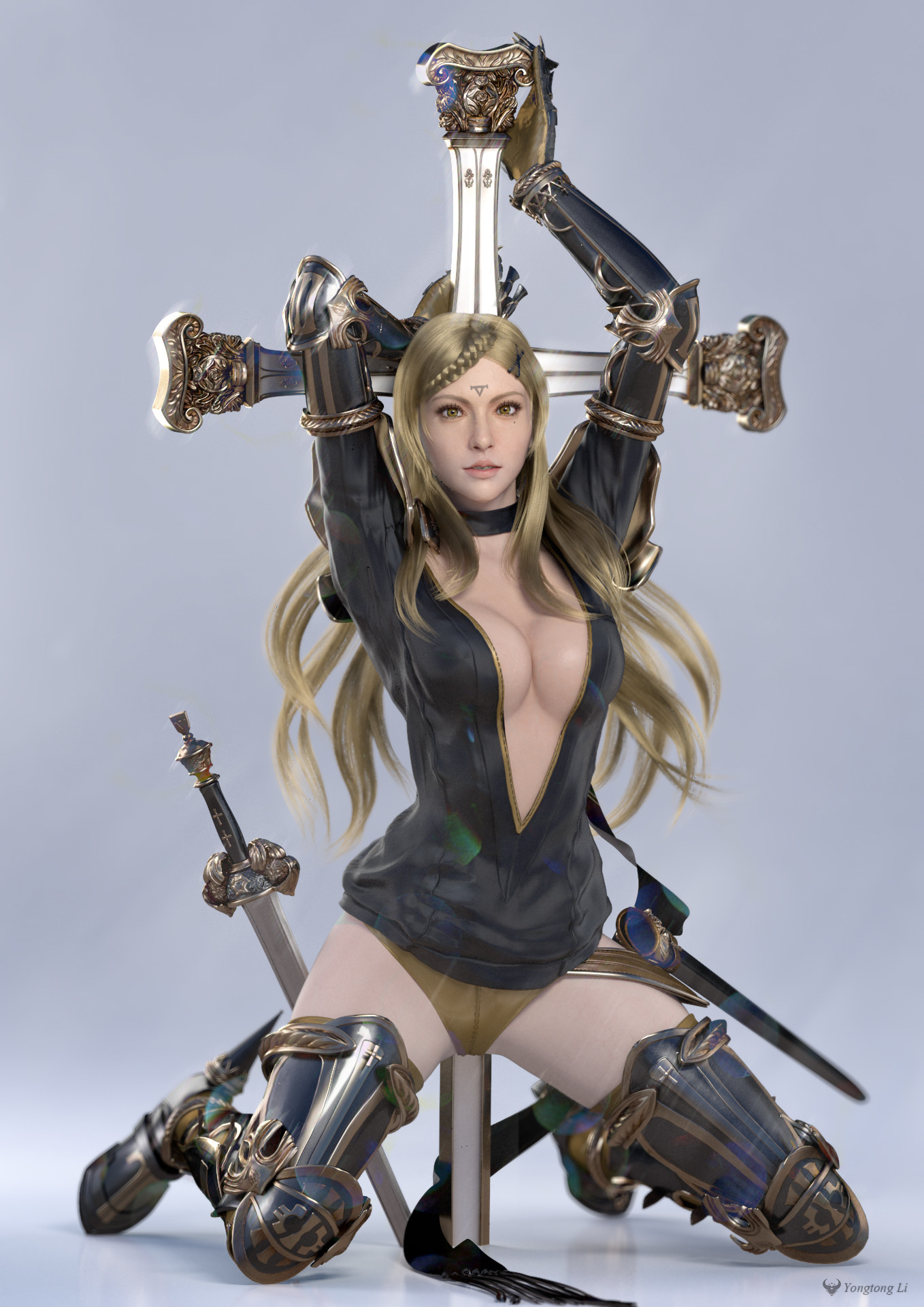 Artstation Intoner Five Drakengard 3 Yongtong Li Five, five bloody, weapon, weapon bloody, sword, sword bloody game: artstation