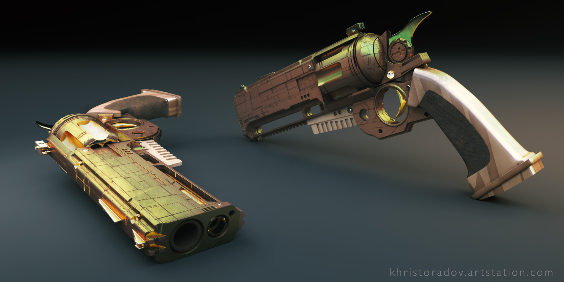 Artstation Sci Fi Pistol Concept Juicy Watermelon