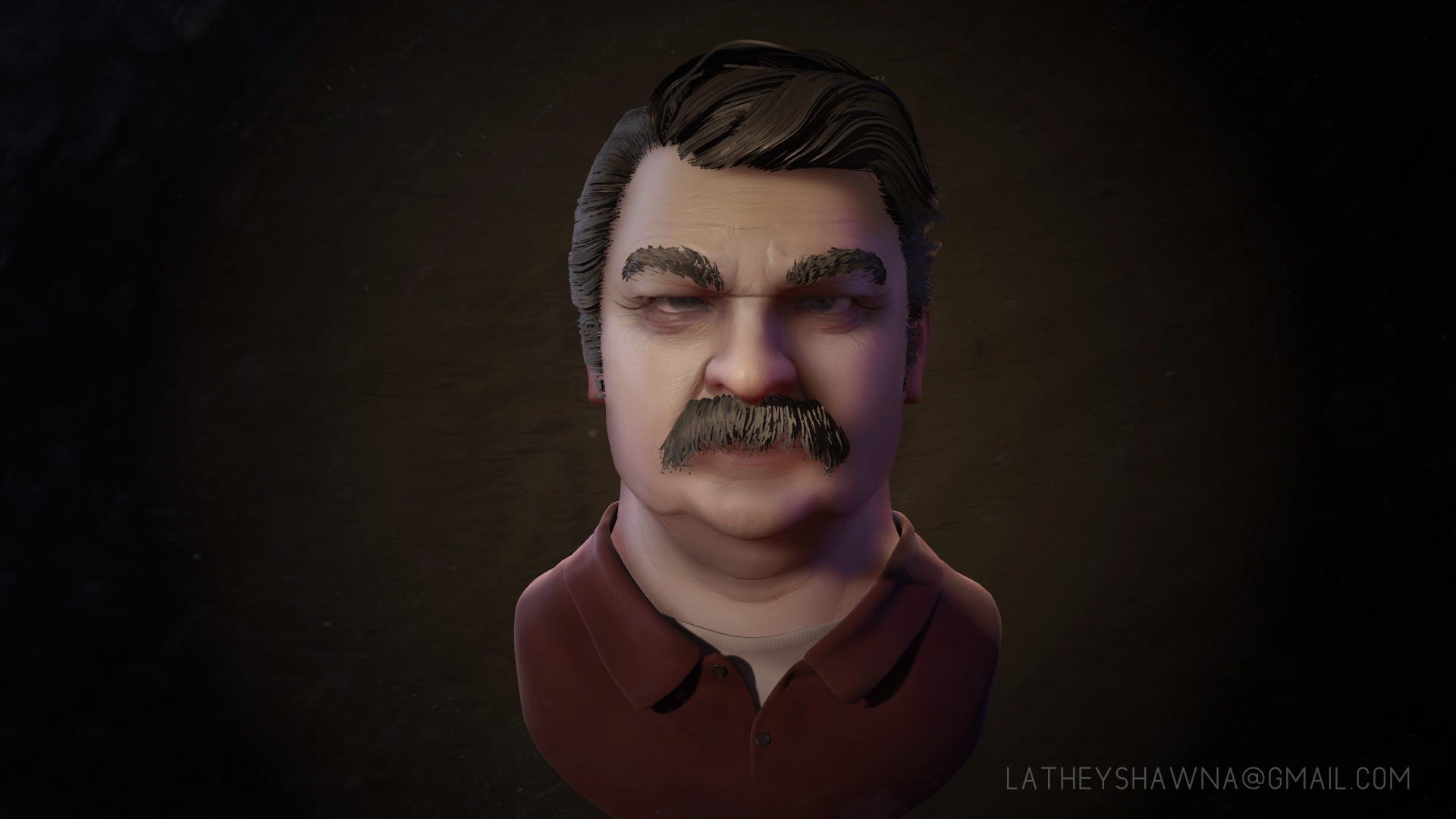 Artstation Stylized Ron Swanson Bust Shawna Lathey