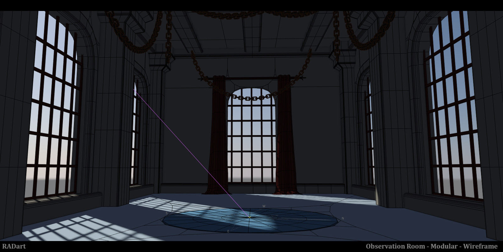 3dsMax Wireframe of scene.