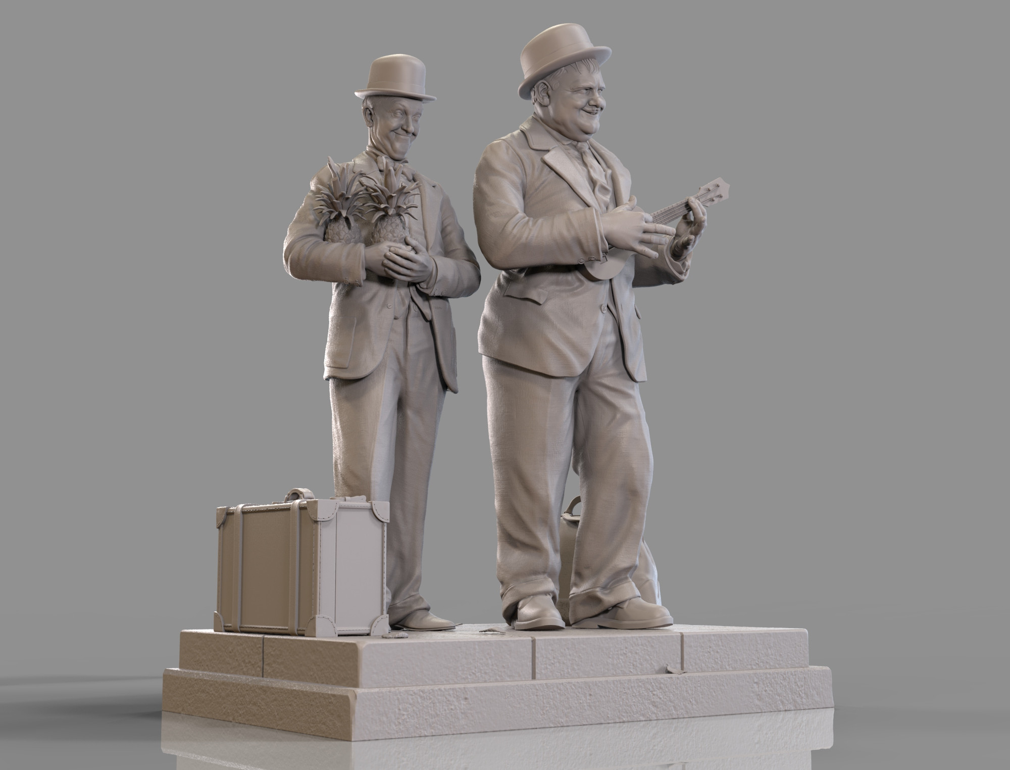 laurel and hardy bronze figurines