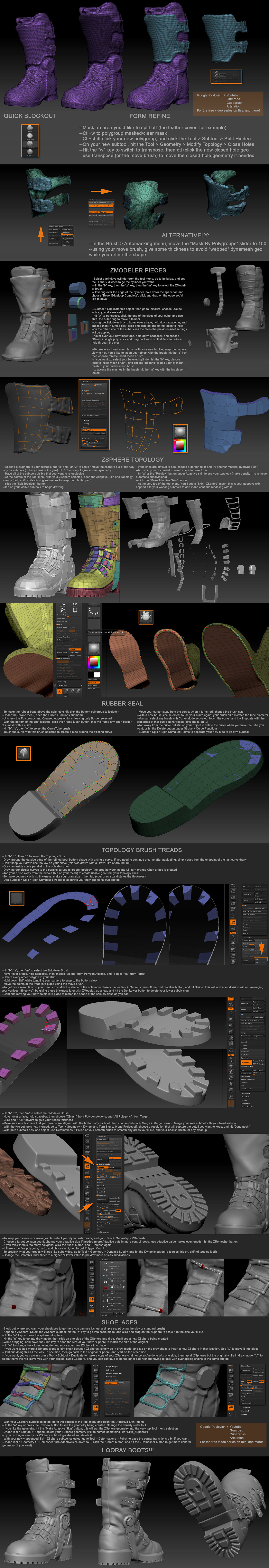 Shoes Boot _ Zbrush Tutorial _ by Michael Pavlovich Shoes Boot Shoes Boot