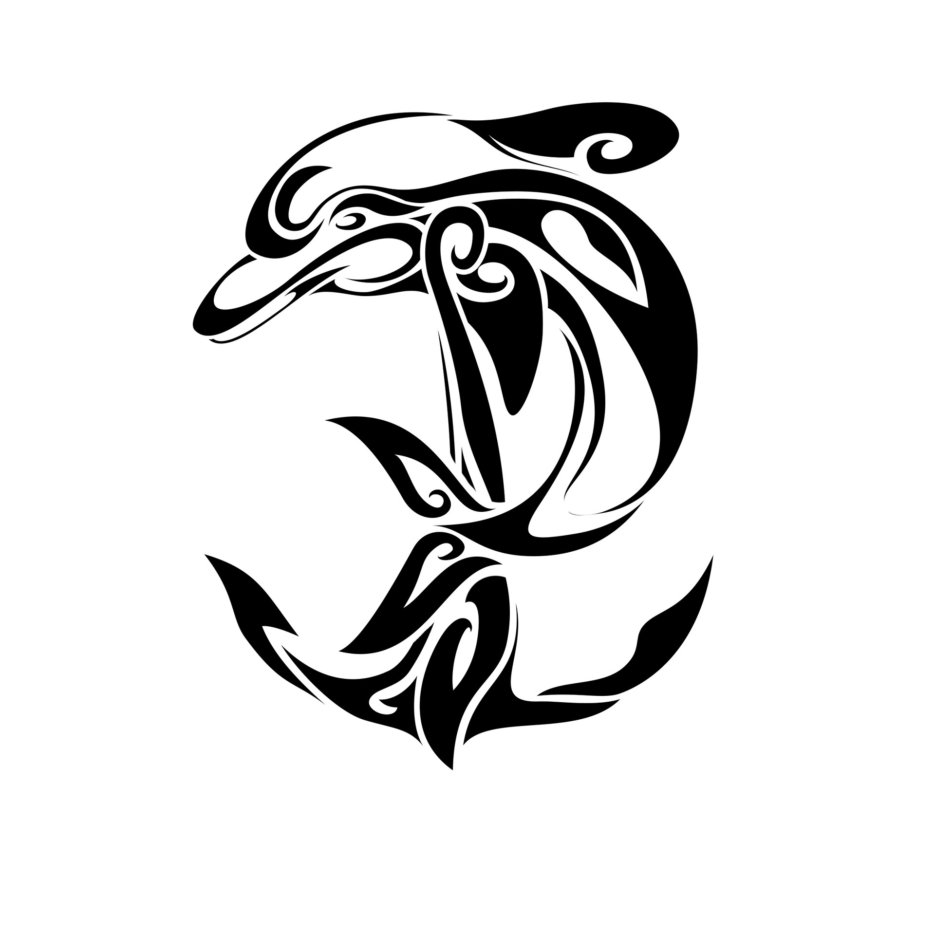 Artstation Tribal Dolphin And Anchor Even Rodar,Rat Fink Line Drawing